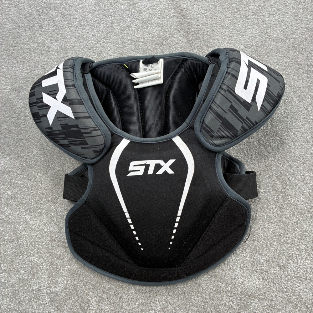 STX Stallion 75 Lacrosse Shoulder Pads Youth Size Small Black Grey NOCSAE 2022